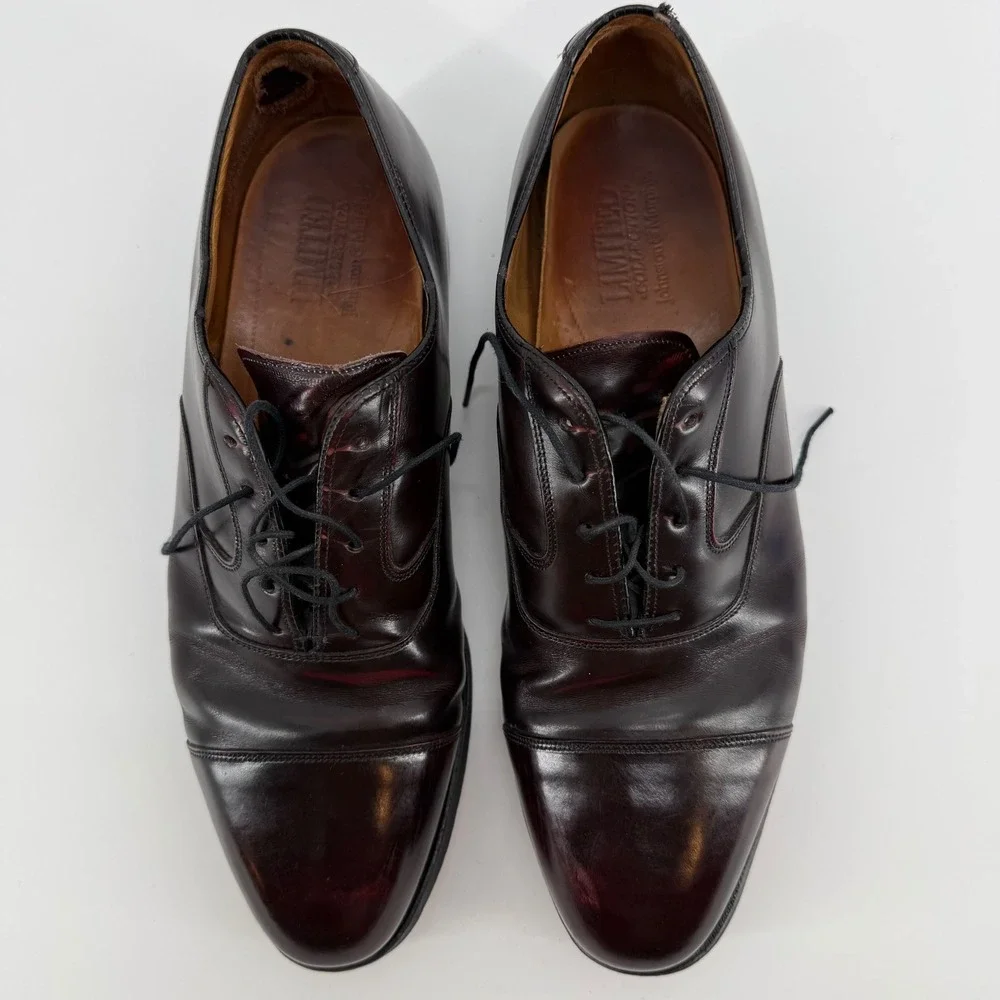 J&M Limited Collection Mens 10 Wingtip Oxford Dress‎ Shoes Burgundy Leather